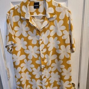RSQ Men's Yellow Floral Shirt